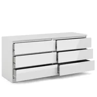 Commode blanche à 6 tiroirs, commode minimaliste moderne pour chambre à coucher, armoire de rangement élégante
