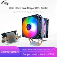 Cool Storm Refroidisseur CPU Monobloc Double Ventilateur Double Tube en Cuivre 1700 à Pression Descendante Cadre Noir RVB Lumineux 12VDC 3 Broches Fluide