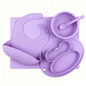 Ensemble de vaisselle d'alimentation en silicone CHINFAI, tasse, assiette à dîner, bol, couverts, bavoir, ensemble d'alimentation pour bébé - Product Image 2