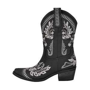 SHIKOL, <span class=keywords><strong>botas</strong></span> <span class=keywords><strong>de</strong></span> vaquero occidentales <span class=keywords><strong>de</strong></span> media pantorrilla para <span class=keywords><strong>mujer</strong></span>, cremallera lateral Floral sin cordones, bordado <span class=keywords><strong>de</strong></span> diamantes <span class=keywords><strong>de</strong></span> imitación brillantes, caballo <span class=keywords><strong>de</strong></span> campo, otoño - Product Image 6