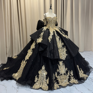 <span class=keywords><strong>Robe</strong></span> <span class=keywords><strong>de</strong></span> soirée Jancember MCT035, magnifique <span class=keywords><strong>robe</strong></span> <span class=keywords><strong>de</strong></span> bal noire à épaules dénudées, dentelle brodée, avec nœud - Product Image 2