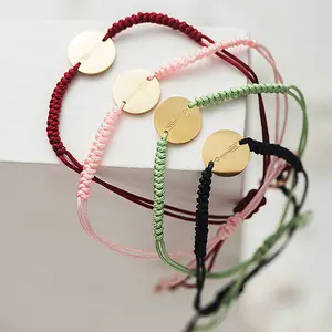 Bán Buôn Thời Trang Trang Sức 316L Thép Không Gỉ Vòng Charm Thông Điệp Tùy Chỉnh Đầy Màu Sắc Rope Cord Bracelet Đối Với Phụ Nữ