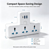 Adaptateur de prise murale multi-prises, prise EU, 3 voies, rallonge universelle avec 2 USB, convertisseur de prise de voyage