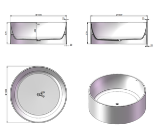 Màu Sắc Tùy Chỉnh Phong Cách Châu Âu Đá Nhân Tạo Bề Mặt Rắn Vòng Bồn Tắm Freestanding Với Overflow - Product Image 6