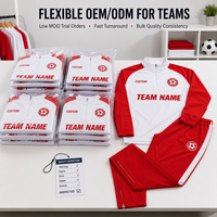Ensemble de survêtement de football personnalisé à manches longues avec fermeture éclair quart de tour, blanc et rouge, uniforme d'équipe sublimé, OEM ODM, faible MOQ
