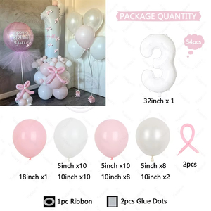 <span class=keywords><strong>Set</strong></span> di palloncini per compleanno principessa 32 palloncini per colonne con fiocco rosa numero bianco (54 pezzi) - Product Image 4