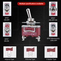 Interruptor de Palanca SPST de Encendido/Apagado de 20A 277V con Certificación CUL ROHS, Dos Pines, Plástico, IP40, Terminal de Tornillo, Orificio de Montaje M12, Equipo Eléctrico