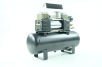 Pompe à pneu portable avec réservoir d'air Gonfleur de pneu en métal DC 12 volts Compresseur d'air de voiture pour camion