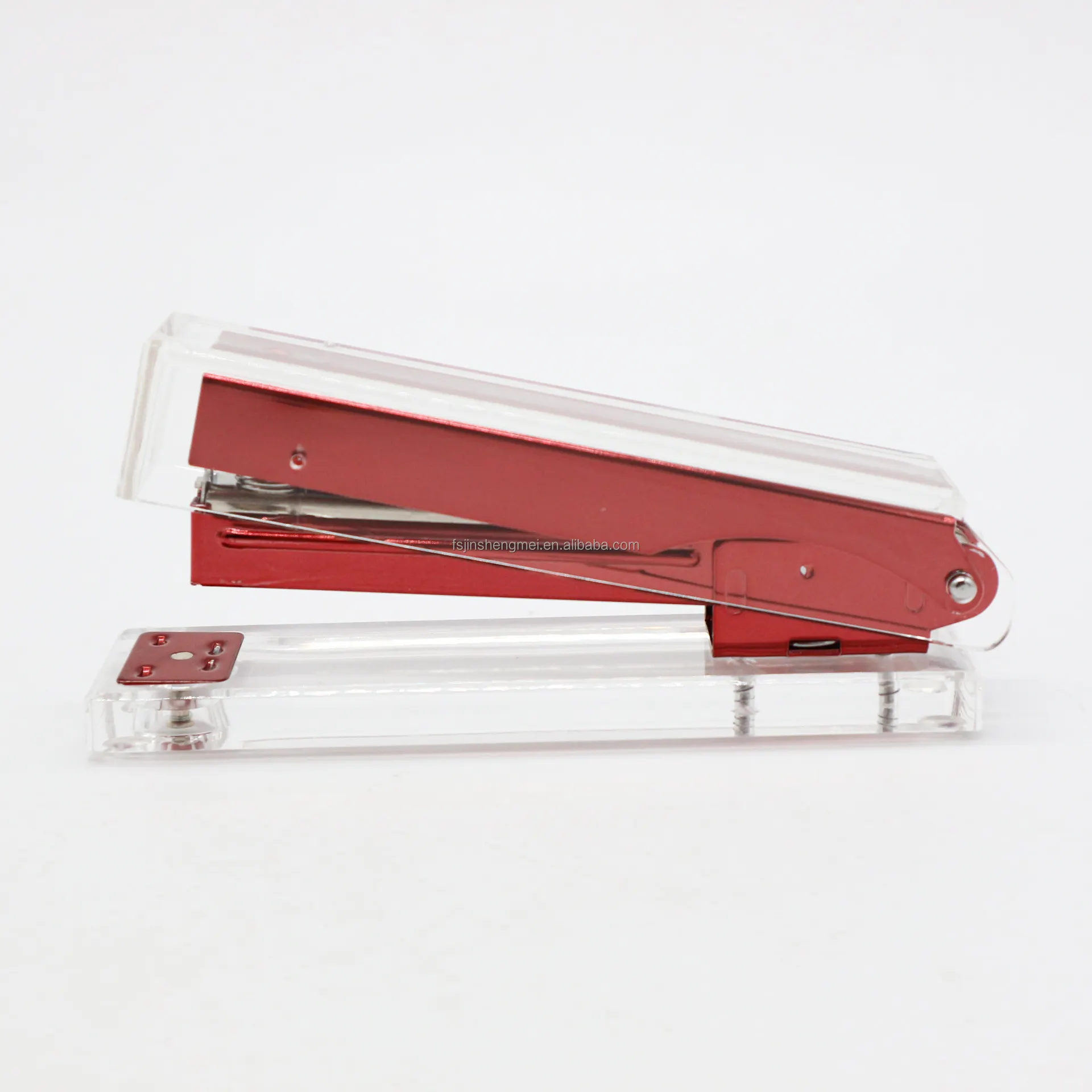 Home Office School Supplies Desktop Accessories Clear Desktop Acrylic Dark Red Stapler Book Sewer Set with 26/6 24/6 Staples