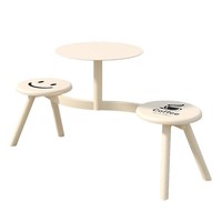Ensemble table et bancs de jardin modernes en métal avec structure en fer Dewell Living, garantie 1 an, pour usage en cour, restaurant ou entrée.