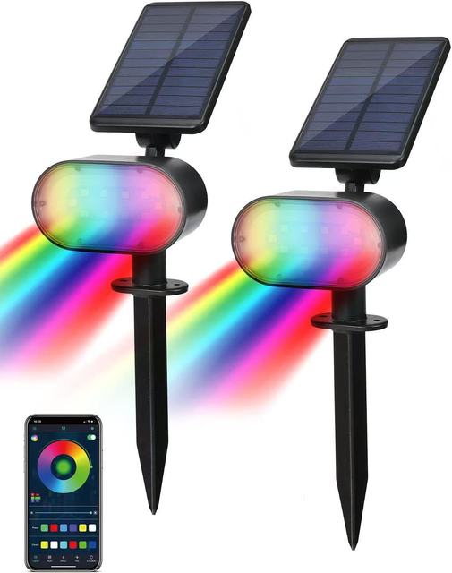 Smart RGB Solar Landscape Spotlight IP65 Waterproof ABS Body with APP Control LED Light Source for Garden Decorative Lighting