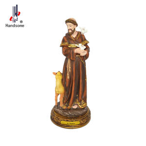 Statua Religiosa Cattolica Nuova OEM in Poliresina Ecologica, Figurina Artistica di <span class=keywords><strong>San</strong></span> Francesco, Decorazione Natalizia con Croce - Product Image 2