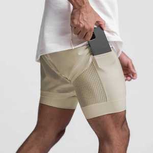 Short de sport respirant à séchage rapide et impression personnalisée Short de gym 2 en 1 pour homme avec poche - Product Image 2