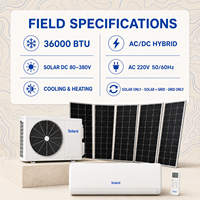 Climatiseur solaire hybride à onduleur DC 36000 BTU 3 tonnes mural split double alimentation domestique avec compresseur SANYO R410A et fonction chauffage