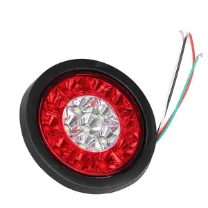 12V 24V 16 LED רכב עגול ענבר אדום פנסים אחוריים אחורי ערפל אור להפסיק בלם ריצה הפוך מנורת עבור משאית קרוואן משאית