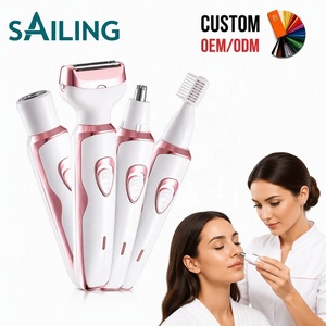 Kit de toilettage pour femmes SE8-1001-4 OEM, rasoir électrique, épilateur pour le visage et le corps, tondeuse pour les sourcils, le nez et les oreilles, rechargeable, or rose - Product Image 1