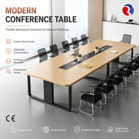 Table de collaboration de bureau moderne avec canal de rangement central et structure de support robuste et élégante