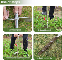 Sonde d'échantillonnage de sol à vis sans fin, pédale, acier inoxydable, durable, écologique, outil de test de sol portable pour l'entretien des plantes, pelouse, jardin, golf