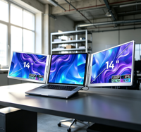 Moniteur portable pliable pour électronique grand public, écran LCD 14 pouces, moniteurs 1080P FHD, type bureau, OEM ODM