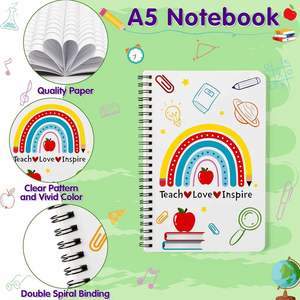 Set de Cuadernos Espirales con Temática del Día del Maestro, Múltiples Combinaciones de Dibujos Animados, Cuaderno Planificador para Estudiantes, Cubierta de Papel, Cuaderno Promocional - Product Image 4