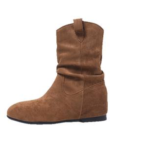 <span class=keywords><strong>Bottes</strong></span> pour femmes, bout rond, <span class=keywords><strong>bottes</strong></span> plissées et amples pour femmes, hiver, nouvelle taille grande, <span class=keywords><strong>bottes</strong></span> rétro à enfiler, talon compensé mi-mollet, vente en gros - Product Image 5