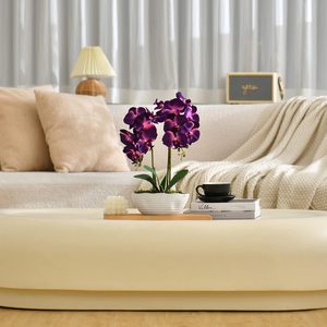 Grande Pianta di Orchidea Artificiale <span class=keywords><strong>in</strong></span> <span class=keywords><strong>Vaso</strong></span>, Composizione Floreale <span class=keywords><strong>in</strong></span> Seta con <span class=keywords><strong>Vaso</strong></span> <span class=keywords><strong>in</strong></span> Ceramica, Viola Scuro - Product Image 5