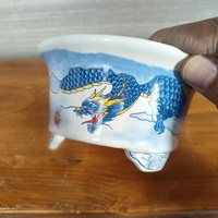 Pot de bonsaï assombri à la main avec pot de dragon rond de dragon