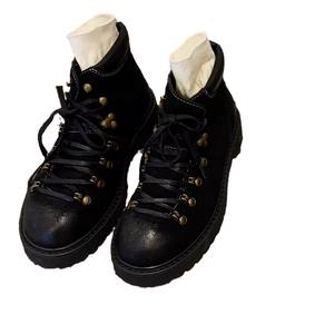 Botas de plataforma con cordones para mujer, estilo británico vintage, de cuero genuino esmerilado, con punta redonda y tacón grueso, modelo 2026 - Product Image 5