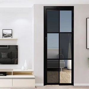 Porte PD de conception moderne pour l'intérieur, cadre en alliage d'aluminium bon marché, <span class=keywords><strong>verre</strong></span> trempé pour le salon, surface finie pour - Product Image 2