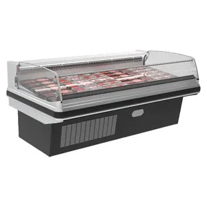 超市店不锈钢肉店肉开放式展示冰箱冷水机鲜肉展示冷却器