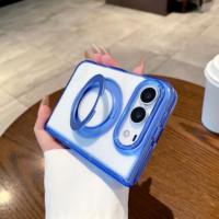 Étui de téléphone magnétique rotatif 2 en 1 RUITE, coque transparente en PC et TPU antichoc avec support anneau pour iPhone Duo