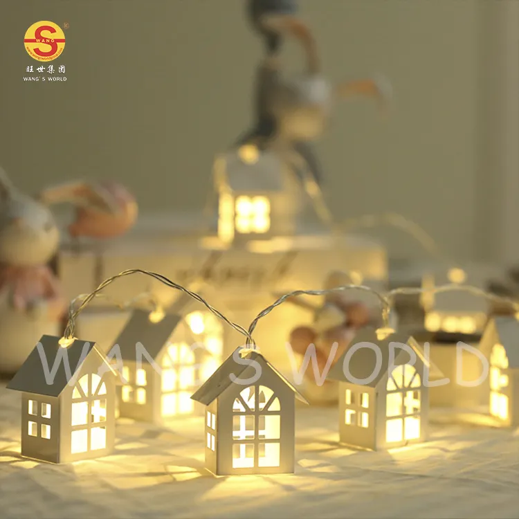 شريط إضاءة على شكل منزل أبيض دافئ بطول 1.5 متر و 10 لترات ، مصابيح داخلية للأماكن الخارجية لأعياد الميلاد