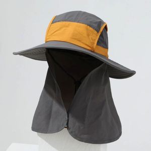 Outdoor Sun Shade Wide Brim Fishing Caps Neck Protection Safari Jungle <b>Bucket</b> <b>Hats</b> <b>With</b> <b>String</b> - Product Image 2