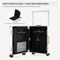 Valise cabine à ouverture frontale avec serrure à empreintes digitales, chargement USB, coque rigide, roulettes, pour voyages d'affaires