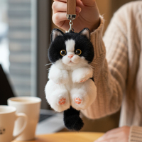 Meilleure Vente : Porte-clés en Peluche Miniature Chat/Chien Simulé, Pendentif Animal Mignon et Unique, Breloque de Sac pour Cadeau de Noël