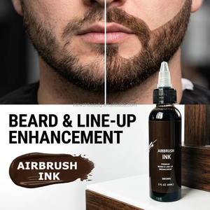 Encre de tatouage aérographe certifiée CE 60 ml, brun naturel, teinture imperméable <span class=keywords><strong>pour</strong></span> l'amélioration des contours de la barbe et des cheveux, peinture corporelle <span class=keywords><strong>pour</strong></span> salon de coiffure - Product Image 3