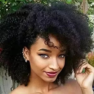 Short <strong>Afro</strong> Kinky Curly Natural Virgin Brazilian <strong>Afro</strong> Curly 250% Density Human Hair HD Lace Front <strong>Wigs</strong> Bang Fringe 14inch <strong>Uk</strong> - Product Image 3