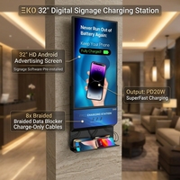 Station de recharge murale Y2 Power EKO2 avec écran numérique 32 pouces et chargeur PD 20W pour centres commerciaux et hôtels
