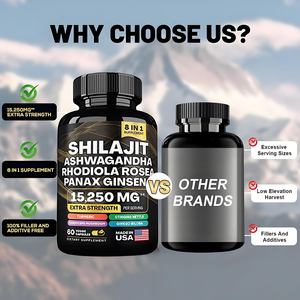 Integratore per Adulti 8 in 1 con Shilajit, Ashwagandha, Rodiola Rosea, <span class=keywords><strong>Ginseng</strong></span> <span class=keywords><strong>Panax</strong></span>, 15250mg Extra Forte, 60 Capsule per il Sistema Immunitario - Product Image 6