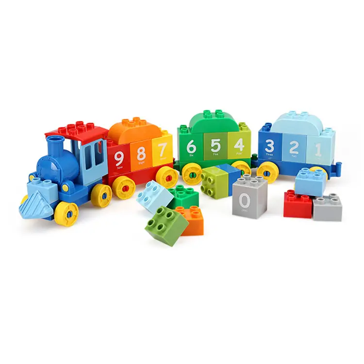 Oem Kerst Baby Grote Kleur Trein Speelgoed Bouwstenen Voor Kinderen Kinderen Peuters Plastic Groot Formaat Figuren Duplo Stenen Set