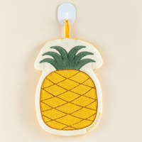 Lovely Fruit Design Hanging Hand Towel With Loop High Absorption Coral Fleece Towel for Kitchen Bathroom Daily Home Use