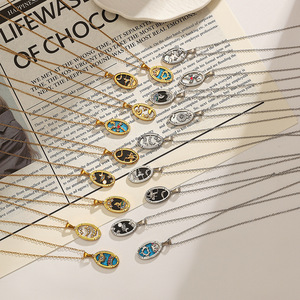 สร้อยคอสแตนเลสสตีล ดีไซน์รูปไข่ ชุบทอง 18k สำหรับผู้หญิง สวมใส่ได้ทุกวัน สร้อยคอจี้สวยงาม - Product Image 1