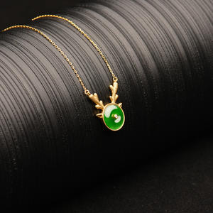 จี้หยกธรรมชาติเฟยชุยรูปสัญลักษณ์แห่งความสงบสุข พร้อมจี้รูปกวางหรูหราทองคำ 24K สำหรับงานเลี้ยงระดับสูง - Product Image 3