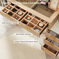 Coiffeuse moderne en verre coiffeuse pour chambre à coucher avec miroir à led et tiroir