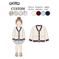 Cardigan tricoté pour enfants à rayures crème, manches longues, boutonné, avec poches, style preppy, vêtement d'extérieur pour l'automne – Grande Vente