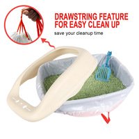 Kantong Kotoran Kucing Biodegradable, Dapat Digunakan Kembali, Portabel, Tebal, Tahan Lama, Tugas Berat, Tali Serut, Sekali Pakai, 10 Pcs untuk Toilet Kucing
