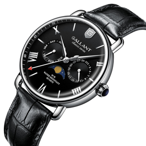 Relojes de Pulsera de Lujo para Hombre con Movimiento de Cuarzo y Fase Lunar, Correa de Cuero Genuino, los Más Económicos - Product Image 3
