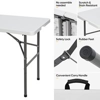 Table pliante en plastique blanc HDPE légère de 120 cm (48 pouces, 4 pieds) pour événements et mariages, vente en gros d'usine