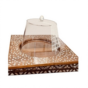 Cúpula para servir de madera y fregona con cubierta acrílica para bodas y postres de hotel a precio barato - Product Image 1