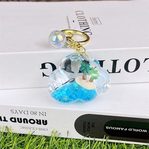 3Dオイル液体フロートフローティングボトルキーホルダーかわいいココナッツツリー液体キーホルダー学生ギフトキーリング - Product Image 5